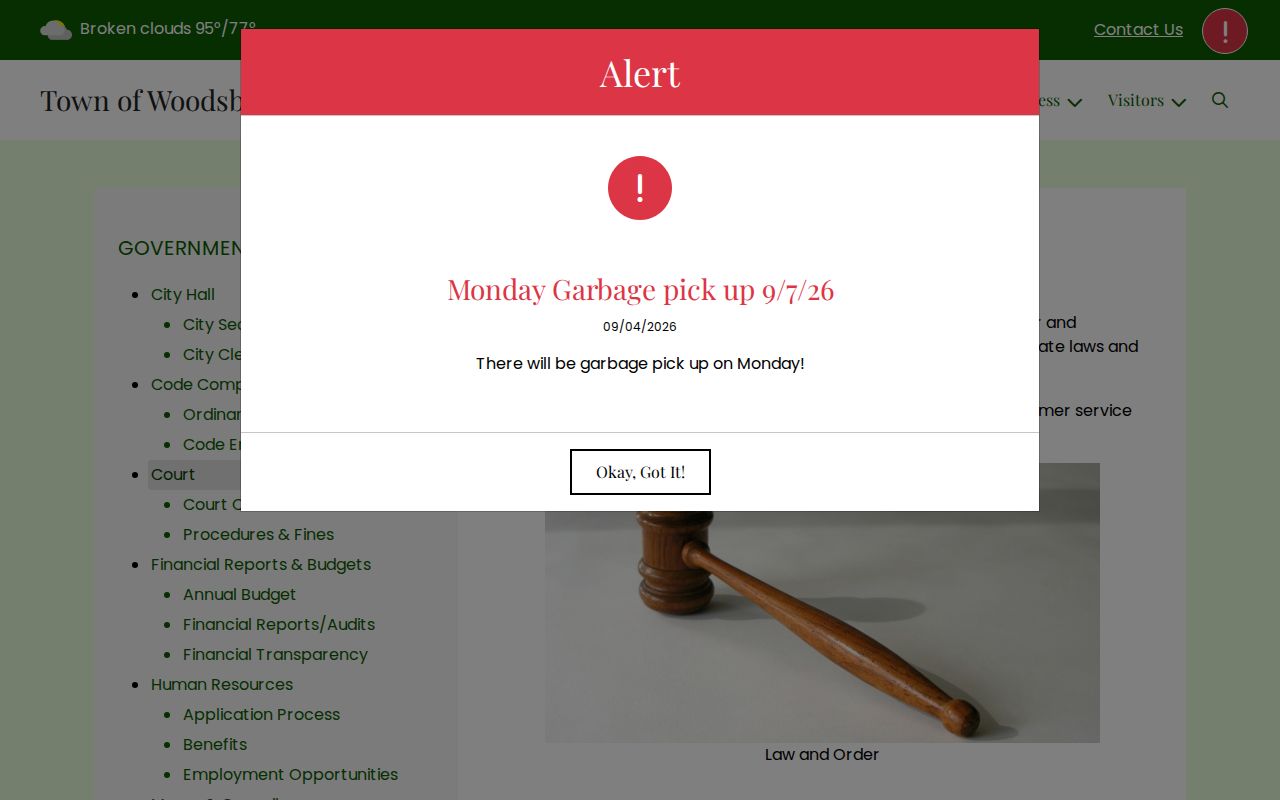 Woodsboro Municipal Court docket information page